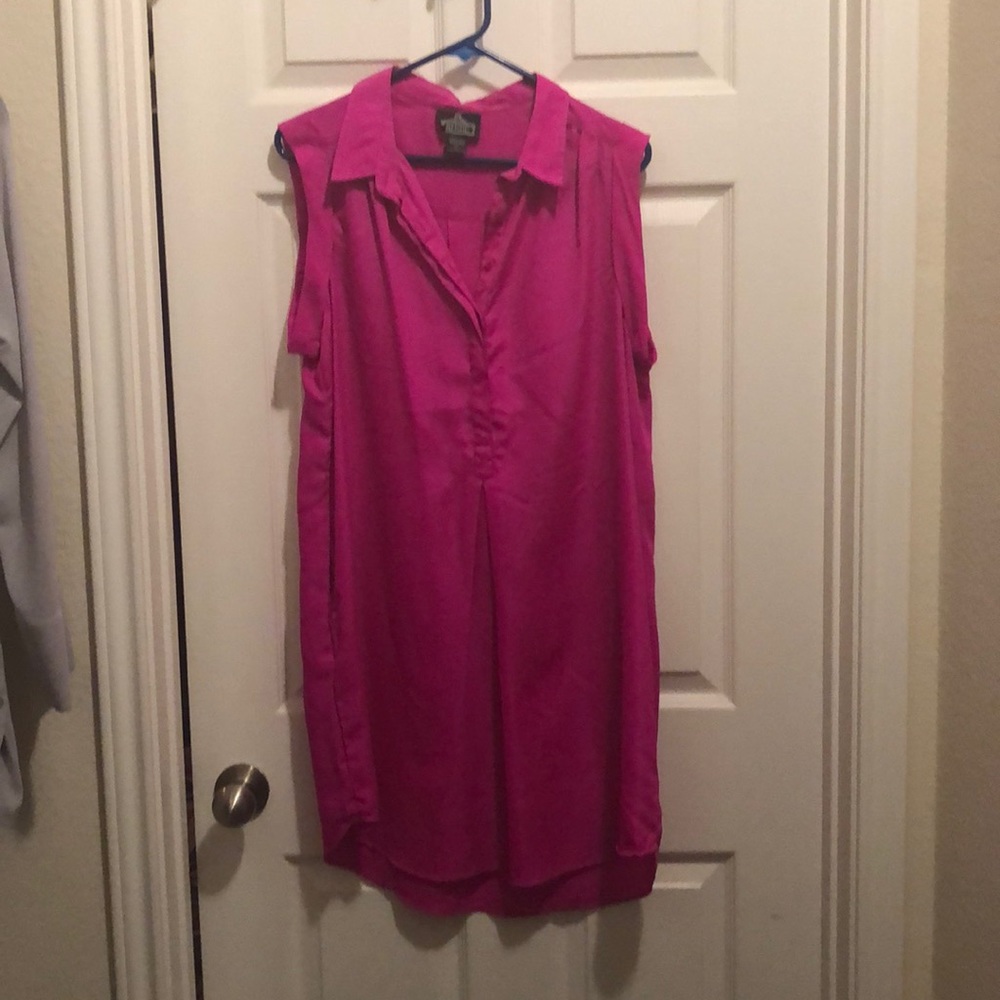 Angie hot pink shirt dress